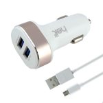 5W 2 Çıkışlı Micro Kablo + Araç Şarj Aleti (Beyaz)