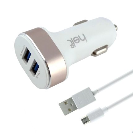 5W 2 Çıkışlı Micro Kablo + Araç Şarj Aleti (Beyaz)