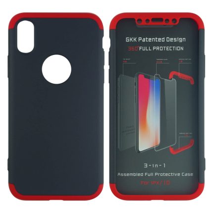Apple iPhone X Uyumlu Ön Arka Koruma Arka Koruma Kılıf (Kırmızı)