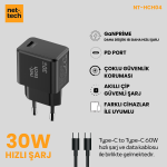 Nettech NT-HCH04 PD GaNPrime 30W Type-C To Type-C Şarj Aleti (Siyah) - Görsel 4
