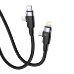 Nettech NT-DC45 60W+30W Plastik 100 Cm Type-C To Type-C+Lightning Şarj ve Data Kablosu