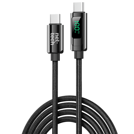 Nettech NT-DC60 100W İp Örgü 120 Cm Type-C To Type-C Şarj ve Data Kablosu