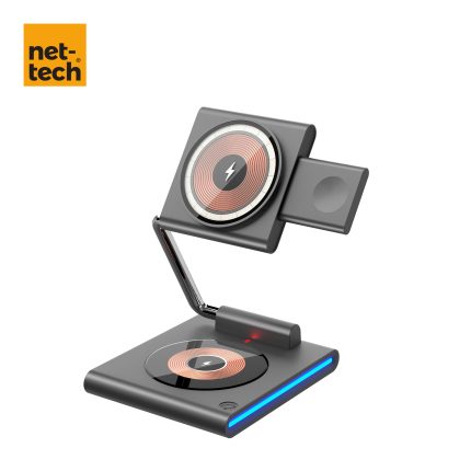 Nettech NT-WCH04 3in 1 15W Kablosuz Wireless Şarj (Gri)