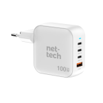 Nettech NT-HCH09 100W PD+QC GaNPrime Şarj Aleti Adaptör (Beyaz)