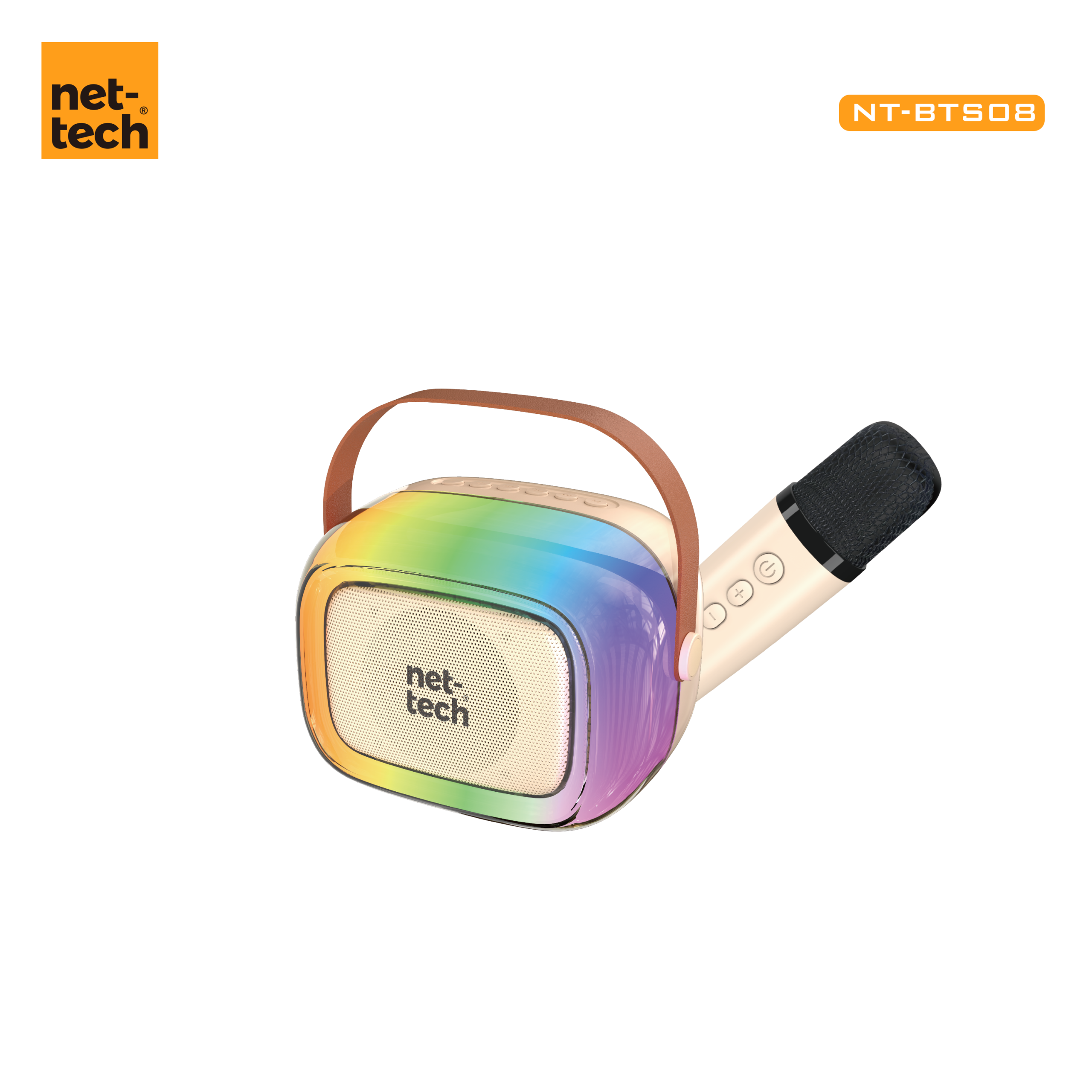 5966af562309a5f6b5ea070bbef211e Nettech NT-BTS08 Rgb Karaoke Box Kablosuz Hoparlör - Speaker (Bej) - Görsel 1